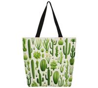 Mexpekil Borsa tote in tela verde cactus per donne ragazze borse per la spesa riutilizzabili grandi borse da donna borsa a tracolla multiuso