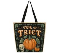 Mexpekil Borsa tote vintage in tela con dolcetto o scherzetto, per donne e ragazze, riutilizzabile, borsa per la spesa grande, borsa a tracolla multiuso