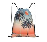 Mexpekil Borse da spiaggia tropicali in stile retrò con palme con coulisse borsa in PE borsa da nuoto impermeabile piccole borse da palestra, Palme tropicali da spiaggia in stile retrò, M, Minimalista