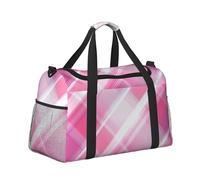 Mexpekil Borsone a quadri rosa da portare a mano, impermeabile, per sport, palestra, danza, grande, weekender, per la notte, pieghevole, da viaggio, per donne e uomini, Plaid rosa., Taglia unica