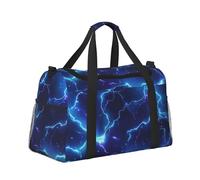 Mexpekil Borsone blu Lightning da portare a mano, impermeabile, per sport, palestra, danza, grande, weekender, per la notte, pieghevole, da viaggio, per donne e uomini, Fulmine Blu, Taglia unica