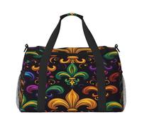 Mexpekil Borsone colorato Mardi Gras Fleur De Lis Travel Duffel Bag Mens Womens Sport Weekend Pernottamento Palestra Holdall Carry on Bag, Multicolore, 19.7x10.2x13 in, Borsone da viaggio