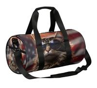 Mexpekil Borsone con scomparto per scarpe, impermeabile, bello gatto, bandiera patriottismo, zaino da viaggio per fitness, palestra, gite nel fine settimana, Bel patriottismo della bandiera del gatto