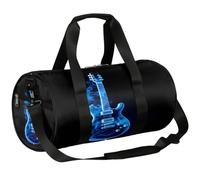 Mexpekil Borsone con scomparto per scarpe, impermeabile, blu, per chitarra, da viaggio, per fitness, palestra, gite nel fine settimana, Chitarra blu