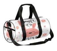 Mexpekil Borsone con scomparto per scarpe, impermeabile, con coniglietto rosa Bonnie primaverile, con piccoli fiori, zaino da viaggio per fitness, palestra, gite nel fine settimana, Pink Bunny Bonnie