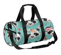 Mexpekil Borsone con scomparto per scarpe, impermeabile, con faccia di panda e fiori, zaino da viaggio per fitness, palestra, gite nel fine settimana, Panda Face Flower