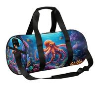 Mexpekil Borsone con scomparto per scarpe, impermeabile, con grande polpo rosso, zaino da viaggio per fitness, palestra, fine settimana, Grande polpo rosso nel mare profondo