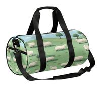 Mexpekil Borsone con scomparto per scarpe, impermeabile con pecora su erba verde, zaino da viaggio per fitness, palestra, fine settimana, Pecore su erba verde cartone animato