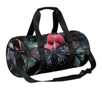 Mexpekil Borsone con scomparto per scarpe, impermeabile, grande farfalla nera sulla cima degli alberi, zaino da viaggio realistico per fitness, palestra, gite nel fine settimana, Grande farfalla nera