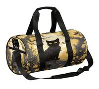 Mexpekil Borsone con scomparto per scarpe, impermeabile, misterioso gatto nero su albero morto, zaino da viaggio per fitness, palestra, gite nel fine settimana, Misterioso gatto nero su albero morto