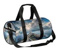 Mexpekil Borsone con scomparto per scarpe, impermeabile, motivo: faro alla fine della strada, zaino da viaggio per fitness, palestra, fine settimana, Faro alla fine della speranza strada