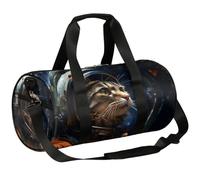 Mexpekil Borsone con scomparto per scarpe, impermeabile, motivo: gatto nero, misterioso, acquerello, zaino da viaggio per fitness, palestra, gite nel fine settimana, Acquerello Mistero Gatto Nero