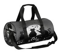 Mexpekil Borsone con scomparto per scarpe, impermeabile, motivo: gatto nero, per spartiti musicali, viaggi, fitness, palestra, fine settimana, Spartito Musica Gatto Nero