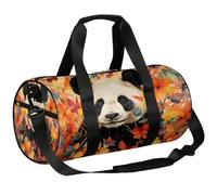 Mexpekil Borsone con scomparto per scarpe, impermeabile, motivo panda autunnale con foglie d'acero, zaino da viaggio per fitness, palestra, fine settimana, Panda Autunno Foglia D'acero Autunno