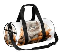 Mexpekil Borsone con scomparto per scarpe, impermeabile, motivo: zucca di gatto nero con foglie morte, zaino da viaggio per fitness, palestra, gite nel fine settimana, Zucca Gatta Nera Con Foglie