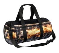 Mexpekil Borsone con scomparto per scarpe, impermeabile pallone da calcio sul fuoco ad alta velocità, zaino da viaggio per fitness, palestra, gite nel fine settimana, Pallone da calcio in fiamme ad