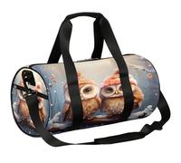 Mexpekil Borsone con scomparto per scarpe, impermeabile, per amanti dei simpatici gufi, in inverno, da viaggio, per fitness, palestra, fine settimana, Carino Owl Lovers in inverno Treetops