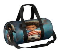 Mexpekil Borsone con scomparto per scarpe, impermeabile, per bambini, con zaino da viaggio, per fitness, palestra, fine settimana, Ragazzo che tiene un calcio