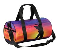 Mexpekil Borsone con scomparto per scarpe, impermeabile, per giocatori di golf, tramonto e viaggi, per fitness, palestra, fine settimana, Tramonto del giocatore di golf