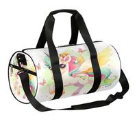 Mexpekil Borsone con scomparto per scarpe, impermeabile, simpatico unicorno con ali e farfalle, zaino da viaggio per fitness, palestra, fine settimana, Simpatico unicorno con ali e farfalle