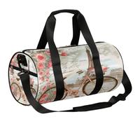 Mexpekil Borsone con scomparto per scarpe, impermeabile, stile retrò, Torre Eiffel, Rose, zaino da viaggio per fitness, palestra, weekend, Bicicletta retrò Paris Torre Eiffel Roses