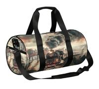 Mexpekil Borsone con scomparto per scarpe, impermeabile, treno a vapore proveniente da uno zaino da viaggio per fitness, palestra, fine settimana, Treno a vapore proveniente da una distanza