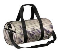 Mexpekil Borsone con scomparto per scarpe, impermeabile, viola lavanda, spartiti musicali, zaino da viaggio vintage per fitness, palestra, gite nel fine settimana, Purple Lavender Spartito Vintage