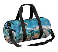 Mexpekil Borsone con scomparto per scarpe, zaino da viaggio impermeabile con tartaruga nel mare profondo delfino per fitness, palestra, gite nel fine settimana, Tartaruga nel delfino del mare profondo