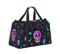 Mexpekil Borsone con teschi e luna, borsa da viaggio a mano, impermeabile, per sport, palestra, danza, weekend, per la notte, pieghevole, da viaggio, per donne e uomini, Simbolo di luna di teschi,