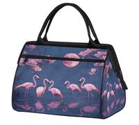 Mexpekil Borsone da palestra, borsa da viaggio sportiva da portare con sé durante la notte, per il fine settimana, per donne e uomini, Fiore Luna Fenicottero Rosa, Borsone da viaggio
