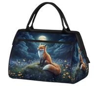 Mexpekil Borsone da palestra, borsa da viaggio sportiva da portare con sé durante la notte, per il fine settimana, per donne e uomini, Luna di volpe carina, Borsone da viaggio