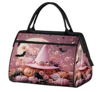 Mexpekil Borsone da palestra, borsa da viaggio sportiva da portare con sé durante la notte, per il fine settimana, per donne e uomini, Carino Rosa Streghe Cappello Zucche, Borsone da viaggio