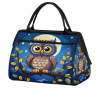 Mexpekil Borsone da palestra, borsa da viaggio sportiva da portare con sé durante la notte, per il fine settimana, per donne e uomini, Simpatico gufo cartone animato albero luna, Borsone da viaggio