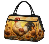 Mexpekil Borsone da palestra, borsa da viaggio sportiva da portare con sé durante la notte, per il fine settimana, per donne e uomini, Girasoli Gallo, Borsone da viaggio