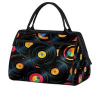 Mexpekil Borsone da palestra, borsa da viaggio sportiva da portare con sé durante la notte, per il fine settimana, per donne e uomini, Retro CD Vintage Musical, Borsone da viaggio