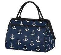 Mexpekil Borsone da palestra, borsa da viaggio sportiva da portare con sé durante la notte, per il fine settimana, per donne e uomini, Ancora bianca nautica, Borsone da viaggio