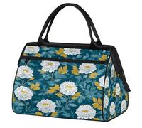 Mexpekil Borsone da palestra, borsa da viaggio sportiva da portare con sé durante la notte, per il fine settimana, per donne e uomini, Fiori di peonia bianca, Borsone da viaggio