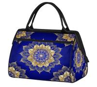 Mexpekil Borsone da palestra, borsa da viaggio sportiva da portare con sé durante la notte, per il fine settimana, per donne e uomini, Fiori Mandala Oro, Borsone da viaggio
