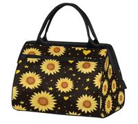 Mexpekil Borsone da palestra, borsa da viaggio sportiva da portare con sé durante la notte, per il fine settimana, per donne e uomini, Girasoli Gialli Stelle Cuore, Borsone da viaggio