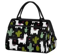 Mexpekil Borsone da palestra, borsa da viaggio sportiva da portare con sé durante la notte, per il fine settimana, per donne e uomini, Alpaca bianca e cactus, Borsone da viaggio