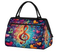 Mexpekil Borsone da palestra, borsa da viaggio sportiva da portare con sé durante la notte, per il fine settimana, per donne e uomini, Cuore colorato nota musicale, Borsone da viaggio