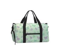 Mexpekil Borsone da palestra con scomparto per scarpe, impermeabile, grande borsa da viaggio per il fine settimana durante la notte, Farfalle Viola Verde, One Size, Classico