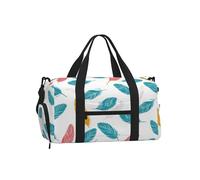 Mexpekil Borsone da palestra con scomparto per scarpe, impermeabile, grande borsa da viaggio per il fine settimana durante la notte, Motivo Piuma Blu, One Size, Classico