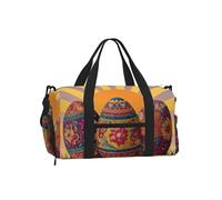 Mexpekil Borsone da palestra con scomparto per scarpe, impermeabile, grande borsa da viaggio per il fine settimana durante la notte, Uova Di Pasqua Con Modelli Etnici, One Size, Classico