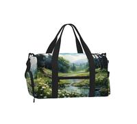 Mexpekil Borsone da palestra con scomparto per scarpe, impermeabile, grande borsa da viaggio per il fine settimana durante la notte, Paesaggio Foresta Fiume, One Size, Classico