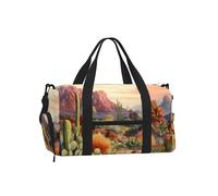 Mexpekil Borsone da palestra con scomparto per scarpe, impermeabile, grande borsa da viaggio per il fine settimana durante la notte, Cactus di pietra del deserto, One Size, Classico