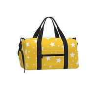 Mexpekil Borsone da palestra con scomparto per scarpe, impermeabile, grande borsa da viaggio per il fine settimana durante la notte, Stelle Bianche Giallo, One Size, Classico