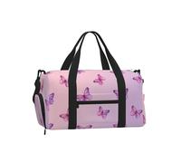 Mexpekil Borsone da palestra con scomparto per scarpe, impermeabile, grande borsa da viaggio per il fine settimana durante la notte, Farfalle Viola Volare, One Size, Classico