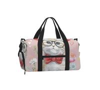 Mexpekil Borsone da palestra con scomparto per scarpe, impermeabile, grande borsa da viaggio per il fine settimana durante la notte, Gatto che indossa occhiali, One Size, Classico