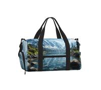 Mexpekil Borsone da palestra con scomparto per scarpe, impermeabile, grande borsa da viaggio per il fine settimana durante la notte, Lago di Montagna, One Size, Classico